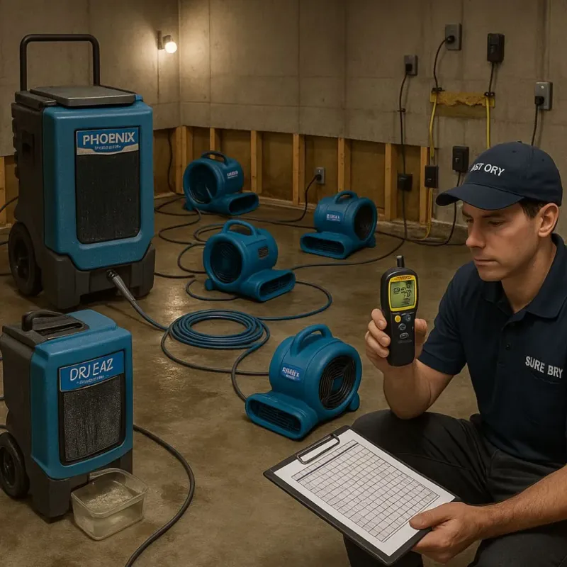 Structural Drying and Dehumidification process in Fairchilds, TX